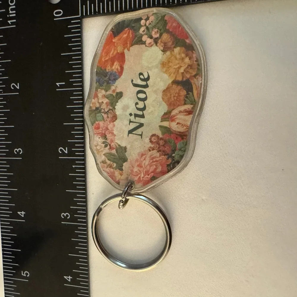 Nicole Name Keychain Floral Print Vintage Meaning Victory‎ Of The People